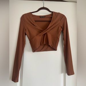 Shein Brown/Orange Long Cropped Sleeve
